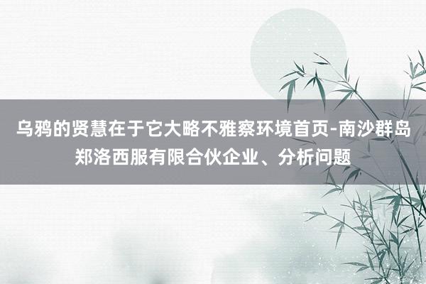 乌鸦的贤慧在于它大略不雅察环境首页-南沙群岛郑洛西服有限合伙企业、分析问题